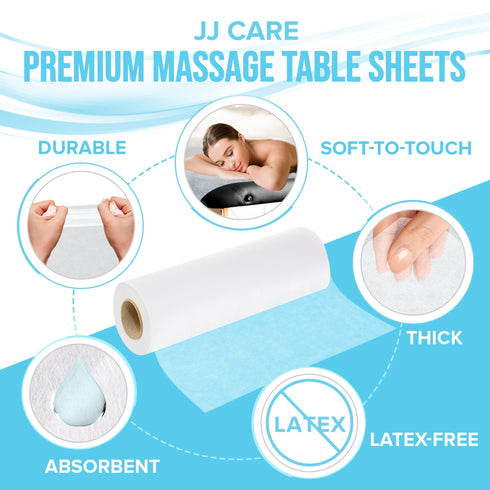 JJ CARE Disposable Massage Table Sheets - 30GSM Thick (24in x 390ft)